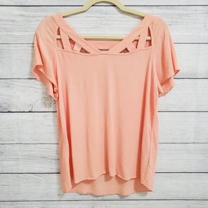 Maeve Short-Sleeve Cutout Blouse (Peach)